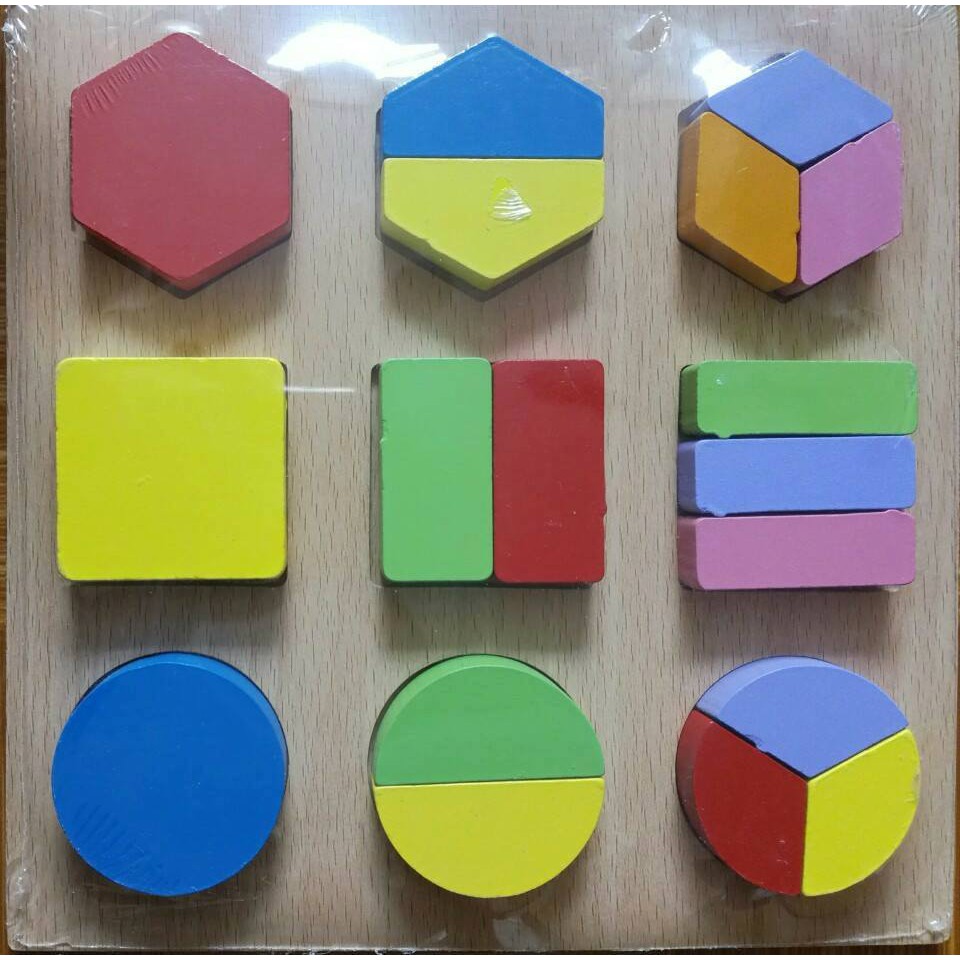 Bảng học hình dạng và chia phần Montessori - LinhAnhKids.com